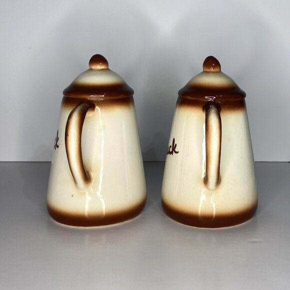 Large Vintage Coffee Pot Shaped Salt & Pepper Shakers Pot Luck - Picture 4 of 6